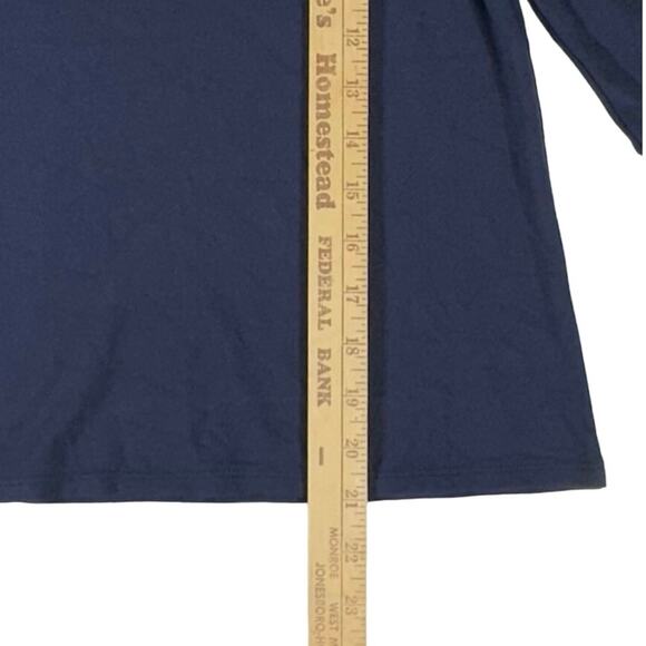 Loft Womens Top Blouse Size XS Navy Blue Flounce Sleeve READ - Picture 6 of 8